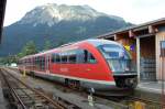 Der Kemptner 642 583 steht am 14.8.2009 in Oberstdorf, und ...