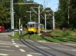 GT4 auf Sonderfahrt als Zwei-Wagen-Zug kurz vor der Einfahrt zur ...