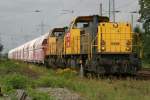 Railion 6466 und 6464 fahren am 14.8.09 durch Ratingen-Lintorf  ...