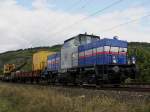 Die 214 019 von RentARail mit einem Bauzug am 29.08.2009 ...