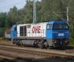OHE Osthannoversche Eisenbahnen AG G2000 BB von OHE(Osthannoversche Eisenbahnen AG)abgestellt im Bahnhof Rostock-Bramow.Sie wird morgen wieder nach Stendal-Niederg�rne zur�ck fahren.Aufgenommen am 10.09.09
