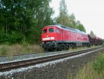 232 592-6 mit Schotterzug aus Richtung Marktredwitz kurz nach Wiesau/Opf ...