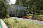 Presnitztalbahn Die Nachbau IK Nr.54 ist am 30.08.09 zwischen Schl�ssel und J�hstadt unterwegs.