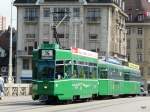 strasenbahn-basel-bvb-blt BVB - Tram Be 4/4 502 mit Beiwagen unterwegs auf der Linie 14 in der Stadt Basel am 28.06.2009