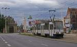 strasenbahn-szczecin-stettin Tram Szczecin -  Linie 8 nach verlassen der Haltestelle Brama Portowa (Berliner Tor) 12.09.2009