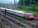 kassel-hbf Ein IC mit Lok der BR 101 auf dem Weg in die Abstellgruppe.