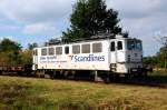 Lok 109-3 der Scandline steht am 12.09.09 aufgebockt im Freigel�nde ...