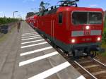 Pro Train 28 RE2 mit Br112 nach Rathenow beim Halt in Kunersdorf.