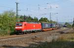 BR 185 mit Zugen 185 123-7 mit ihren Gz Richtung S�den kurz vor Fulda am 19.09.2009