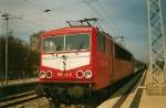 BR 155 155 144 im April 1998 bei der Ankunft in Binz.