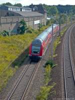 KBS 250 Eine RB von Leipzig Hbf nach Lutherstadt Wittenberg �ber Dessau Hbf erreicht in K�rze den Bahnhof Bitterfeld auf Gleis 1. (12.09.2009)