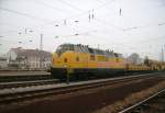 EBW Cargo V 27006 der EBW-CarGO mit Bauzug,bei der Durchfahrt.Rastatt 7.2.08