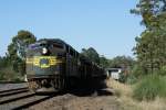 Diverse Morgendliche G�terzug gezogen von einer A78 und mit dabei 3 vielfachgesteuerte Loks des Typs P an einem St�cker richtung Seymour und weiter. Loks geh�ren der Firma Pacific National. Tallarook am 19.2.2008