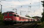 br-110-bugelfalte 110 440-5 und 410-8 (kalt) mit der RE 15435 (Koblenz Hbf-Frankfurt(Main)Hbf)  bei Geisenheim 12.8.09
