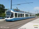 Strasenbahn Zurich VBZ / VBG, 'Cobra'-Tram Be 5/6 Nr. 3043 in Auzelg am 1.7.2008