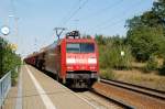 BR 152 152 095 f�hrt am 17.09.09 mit einem Schwenkdachwagenzug durch Burgkemnitz Richtung Halle/Leipzig.