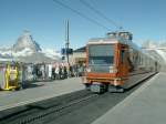 GGB Zug am 23.09.09 in der Station Gornergrat 3089m.�.M.Im Hintergrund ...
