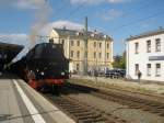 BR 65 Mit dem Dampfsonderzug (BR 65 1049) von Chemnitz nach Pirna.Hier der Zwischenhalt in Freiberg,wo die Lok neues Wasser bekam.Am 26.09.09