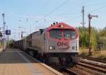  Tiger der OHE 330090 brettert mit einem G�terzug durch L�bbenau/Spreewald. ...