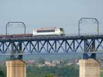 Montzenlinie Aachen-Montzen-Vise Das Ende eines gemischten G�terzugs bildete die neue SNCB-Lok 1812, die nach Belgien �berf�hrt wird. Aufgenommen am 26/09/2009 auf dem Viadukt von Moresnet.