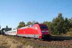 101 091-7 hat gerade den Mittellandkanal bei Peine �berquert,am 27.09.2009, ...