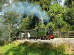 Presnitztalbahn Die I K Nr. 54 verl�sst am 30.08.2009 den Hp Wildbach in Richtung J�hstadt. Die Aufnahme ist ebenfalls im Eisenbahnkurier 10/09 auf Seite 27 zu finden.