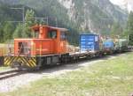 Hier ein Bauzug der RhB, abgestellt am 23.7.2009 in Preda. ...