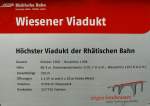 brucken H�chster Viadukt oder zweith�chste RhB-Br�cke? Mir war sie jedenfalls viiiiiiiiiel zu hoch und ich war sehr froh als Wanderer auf der andern Seite angekommen zu sein um zerknirscht festzustellen, dass ich zur R�ckfahrt nach Berg�n mit dem Zug nochmals �ber die Br�cke fahren muss, wenn ich nicht den riesigen Umweg �ber Davos - Landquart und Chur in Kauf nehmen will...
(Sept. 2009)