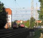 BR 152 Eine wahrscheinlich einmalge G�terzugbegegnung. 152 030-3 musst den RE der 20 Minuten sp�ter war in Bestensee �berholen, somit wartete sie mit leeren Sandzug vom BBI in Bestensee. W�hrend sie dort stand gesellte sich noch 155 261-1 dazu mit einem leeren Kohlenzug aus K�nigs Wusterhausen.