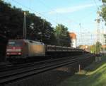BR 152 152 030-3 mit dem Sandzug vom BBI bei der Ausfahrt aus GLeis 1 in Bestensee.