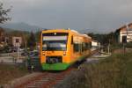 br-650-regioshuttle-private VT39 der Oberpfalzbahn verl��t am 23.09.2009 den Hp Arrach als RB32287.