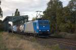 br-185-private 185 536-8 'ehemalige BLS' am 01.10.2009 nach �berquerung des Mittellandkanals bei Peine
