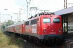 Essen 110 243-3 mit Werbung f�r Stiebel Eltron in Essen HBF.