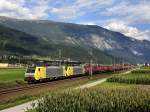 BR 189 (Dispolok) Die ES 64 F4-018 und die ES 64 F4-003 mit dem Winner KLV Zug am 19.09.2009 unterwegs bei Schwaz. 