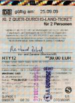 Berlin, 25.09.2009, Quer-Durchs-Land-Ticket f�r ...  Reinhard Zabel 07.10.2009