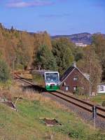 654 047 (VT47) als VBG83120 in Zwota, 9.10.09.  ...