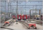 Wagenabstellanlage mit den so typischen RhB-Prellb�cken in Landquart (08.10.2009)  ...