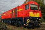 MaK G 2000 BB Neusser Eisenbahn 9 wartet am 12.10.09 in Lintorf auf weiter fahrt