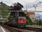 ae-6-6--ae-610 Die Ae 6/6 439 mit einem G�terzug am 29.06.2009 bei der Durchfahrt in Rivaz. 