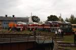 DR-Dieselloktreffen Weimar 2009 �bersicht der an der Drehscheibe ausgestellten Dieselloks. Fotografiert am 10.10.09 im Bw Weimar zum DR-Dieselloktreffen.