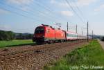 br-1016 In Pasching konnte auch gleich 1016 024-0 mit �BB EC 160 'Vorarlberg' Wien Westbahnhof - Z�rich Hbf. eingefangen werden (�sterreichurlaub 18.08.09)