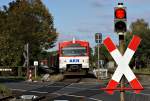 Ein VTA und ein VT2E passieren am 15.10.2009 als ...