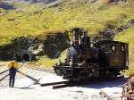 DFB Dampfbahn Furka-Bergstrecke Auf der Station Furka musste die Weisshorn f�r die Talfahrt nach Realp abgedreht werden. 02.09.2008