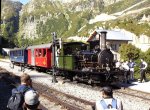 DFB Dampfbahn Furka-Bergstrecke Die ergr�nte HG 2/3 Nr. 6 'Weisshorn' in Gletsch, bereit zur Abfahrt Richtung Realp. 02.09.2008
