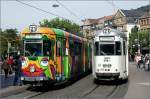 Zwei Oldies: GT8 202 und 204 auf dem Bismarckplatz (28. ...