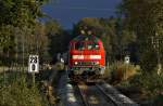 BR 218 Lokportraits 218 435-6 mit einem Schotterzug am 17.10.2009 bei Osterstedt.