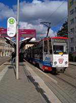 SVZ-Tw 936 als L3 (Eckersbach-Neuplanitz) in Zwickau, Hst. Zentrum, 19.10.09. ...