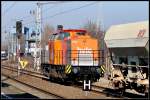 havellandische-eisenbahn-ag-hvle V160.4  -hvle- Arbeitspause auf dem R�gendamm.  Stralsund am 24.03.07 
