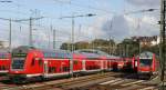 In der Abendsonne stehen die diversen in Aachen Hbf beheimateten ...