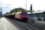 152 081 zieht am 13.10.09 einen G�terzug durch Burgkemnitz Richtung ...